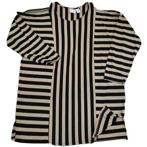 Zenergy Chico's~Woman Sz 3 (XL)~Cold Shoulder Vertical Stripe Knit Tunic Blouse